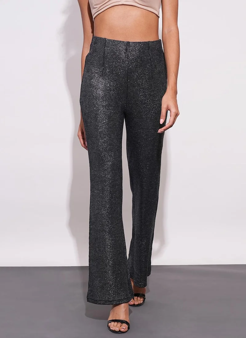 جلو باص جلوبس نسائي بنطلون حفلات واسع بتصميم لامع